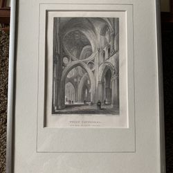 Framed Giclee Wells Cathedral. Look from the Outside by W. Woolnoth