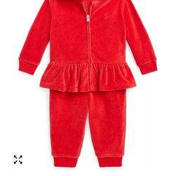 Baby Girls Velour Hoodie and Jogger Pants, 2 Piece Set 