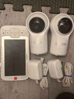 Hubble Connected Nursery Pal Glow+ Twin with 2 Cameras, HD Color Screen, and Hubble Grip in White