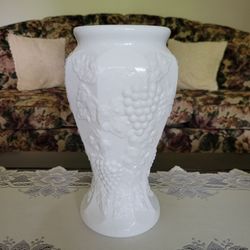 Westmoreland Grape Milk Glass Vase - 12" 
