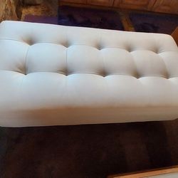 White Leather Ottoman Bench For Sofa Loveseat
