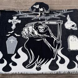 Santa Muerte Alpaca Poncho