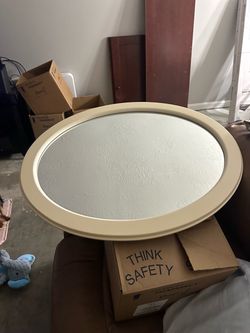Oval Wall Mirror with Cream Frame