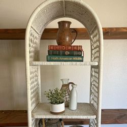 Vintage Arch Rattan Shelf Bookcase 