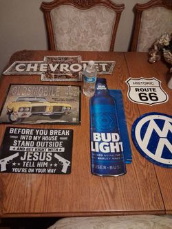 Lot of 6 Vintage-Style Metal Signs
