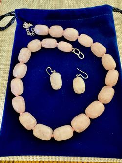 Rose Quartz Necklace & Earrings