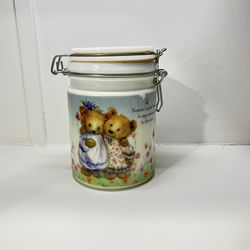 HALLMARK Gourmet Gifts Canister Bears Flowers Nature's Beauty 6x4" Vintage