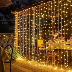 🍎WHOLESALE IS AVAILABLE 🍎 300 LED Curtain Lights: Our 9.8x9.8FT 300 LED curtain lights offer a stunning display of warm white fairy lights, featuri