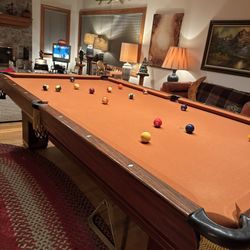 Antique Brunswick 9 Foot Pool Table