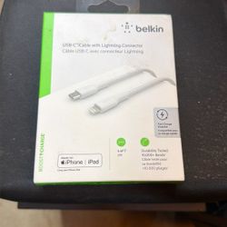 Belkin 6ft USB-C To Lightning Cable