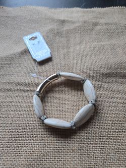 Cream Marble Bead Stretch Bracelet