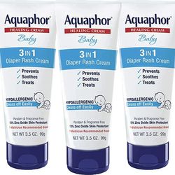 3 pack Aquaphor 3-in-1 Baby  Cream Prevents, Soothes & Treats 3.5 oz. Exp: 04-2024