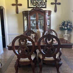 Entire Dining Room, Set With Server And Hutch