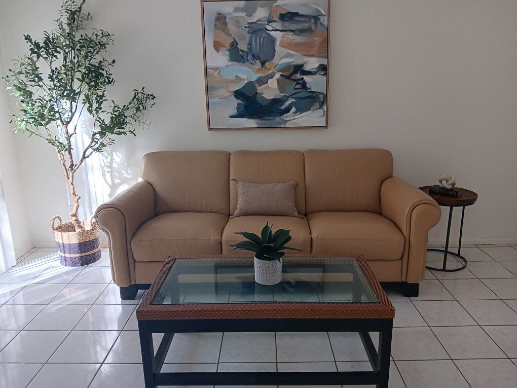 Leather Sofa And Coffee Table Set