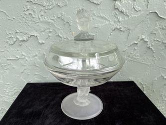 DUNCAN MILLER Antique Clear/Frosted Glass 3-Faces Pedestal Dish