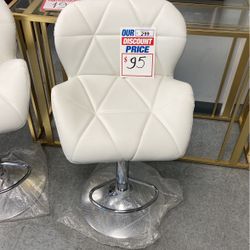 New White Leather Adjustable Bar Stool