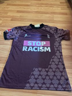 Bundesliga Stop Racism Purple Short Sleeve Soccer Jersey Shirt *New*
