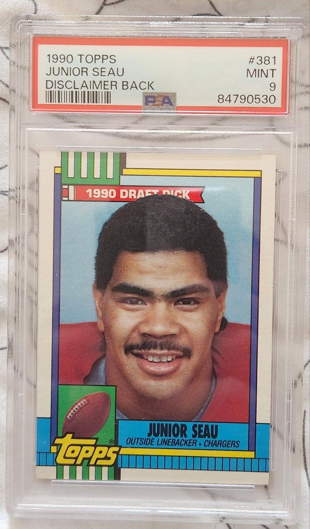 Junior Seau 1990 Topps #381 (ROOKIE CARD) With Disclaimer - PSA 9