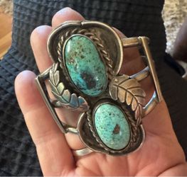 Native American Sterling Silver Turquoise Cuff Bracelet