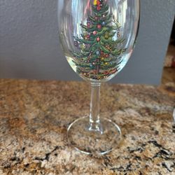 Spode Christmas NWOT 12oz Wine Glasses. Set Of 3