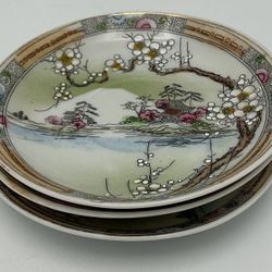 Japanese Hand-Painted Vintage Porcelain Plates, Set of 3