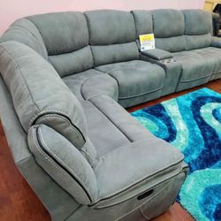 Holiday Sale. Alejandra Gray Reclining Sectional Only $1799. Easy Finance Option. Same day delivery.
