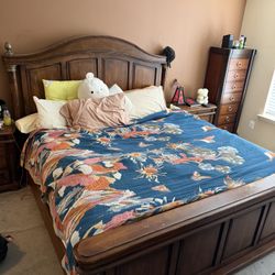 Solid Wood Bed & End Tables