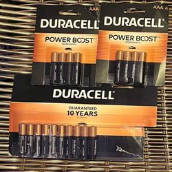 Duracell AAA Battery Lot –  All brand new, Duracell AAA batteries. Includes: • Two 4‑packs (Power Boost) • One 10-pack (10‑year storage guarantee) Exp