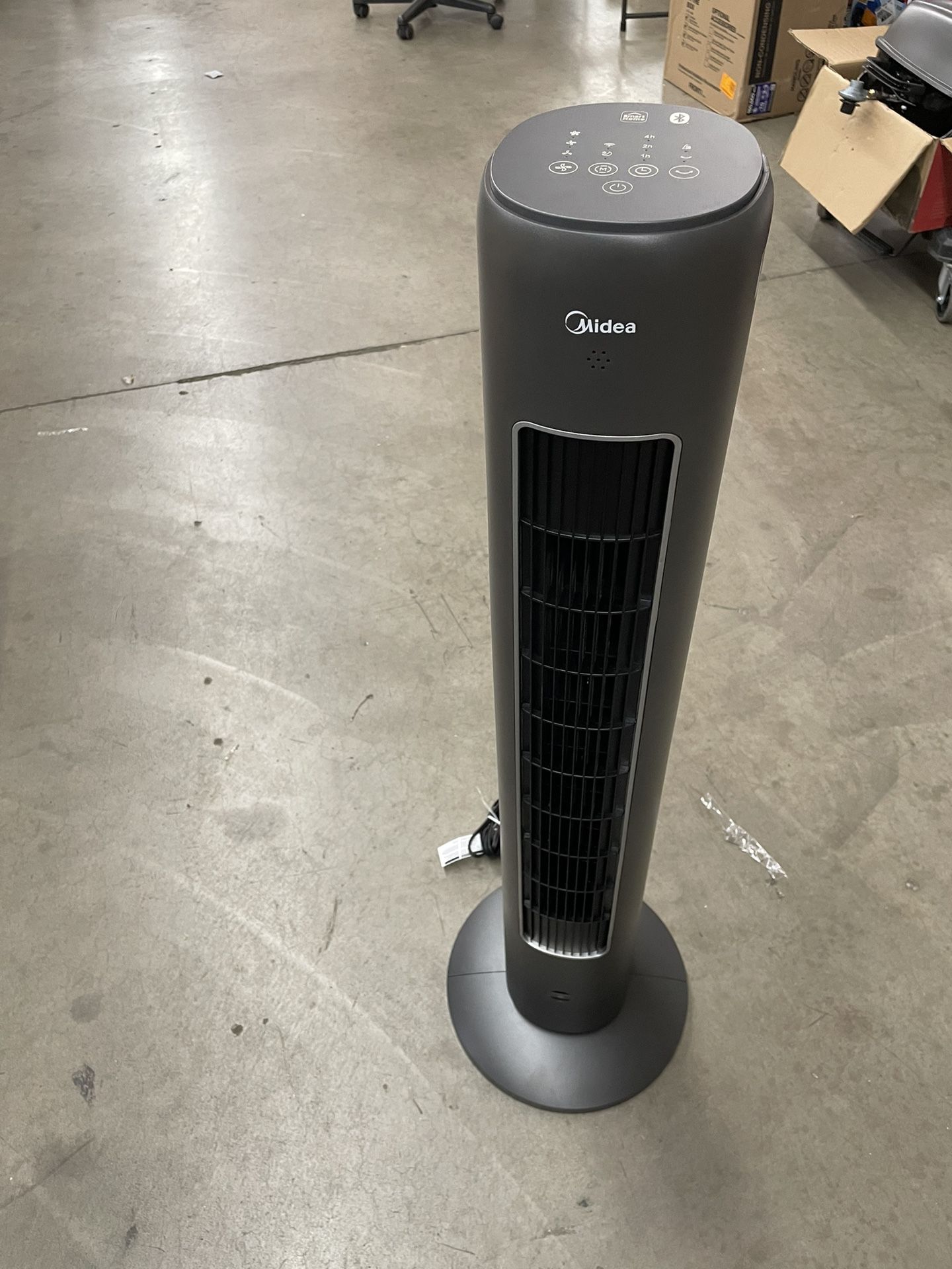 Midea 42 in. 3-Speeds Tower Fan in Gray with Wi-Fi, Sleep Mode, 60° Oscillation, 7-Hours Timer, Aromatherapy Box, Negative Ion