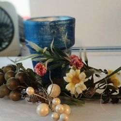 Crafting  painted Clay Pot + Grapes & Flowers 