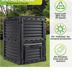 80 Gal Compost Bin Fertilizer Tumbler Container, Black