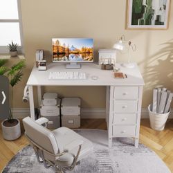 **PENDING* White Desk With Cristal And Metal Handles