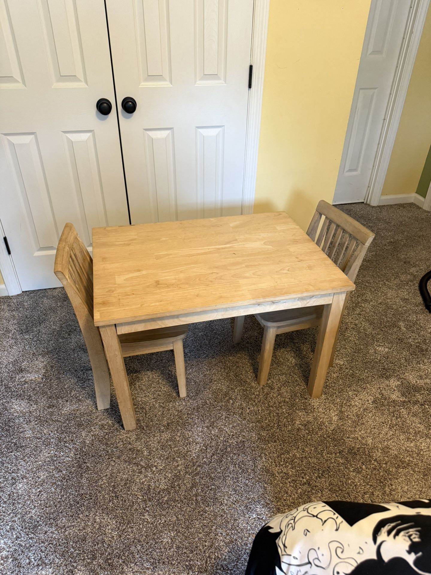 Solid Wood Kids Small Table And 2 Chairs