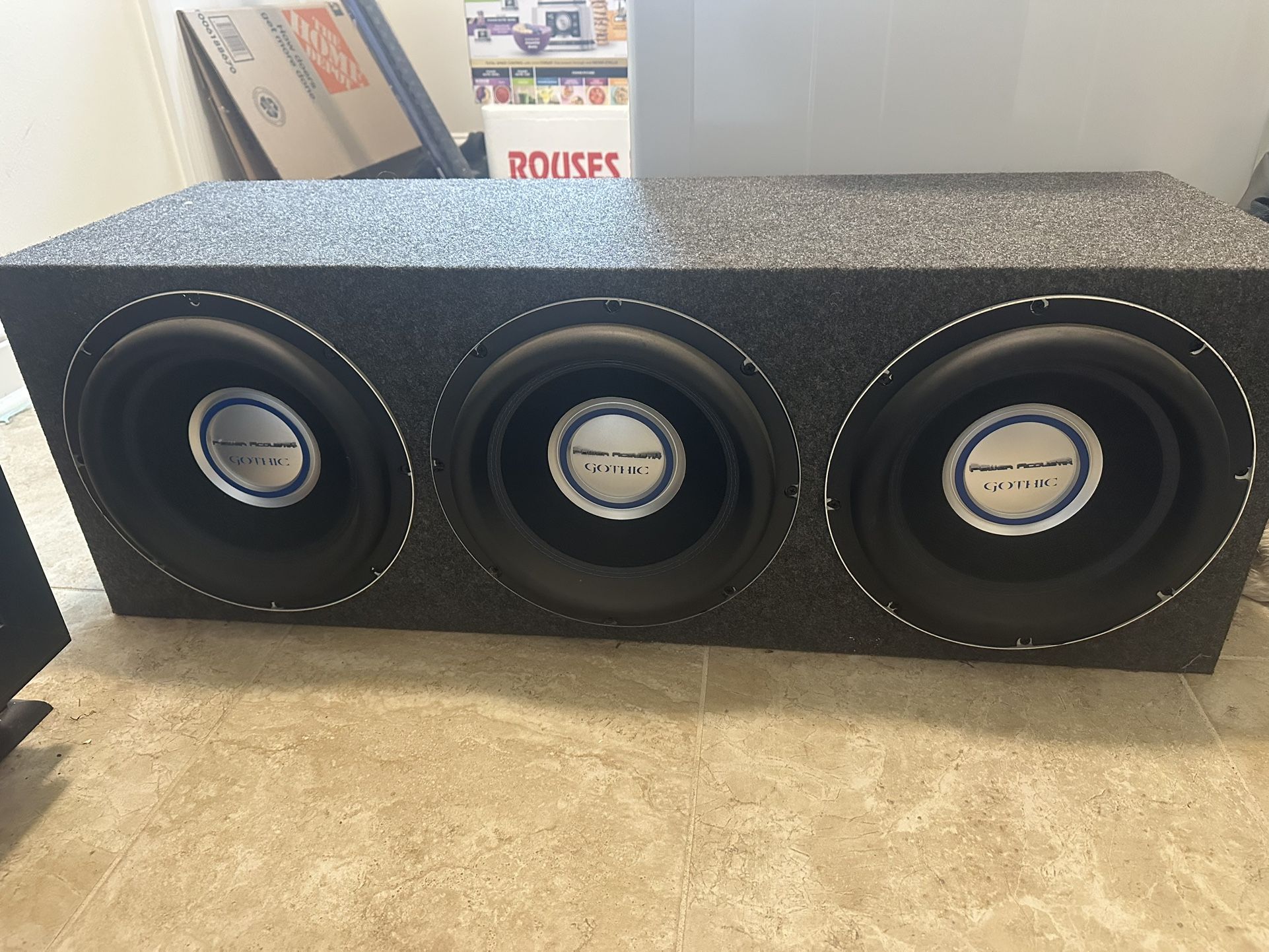 3 Power Acoustic Gothic 12” Subwoofers In Box