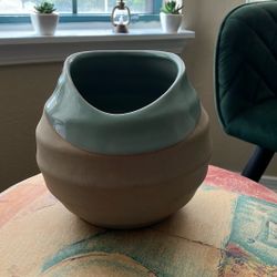 Stout Aqua Glazed Ceramic Open Neck Pot
