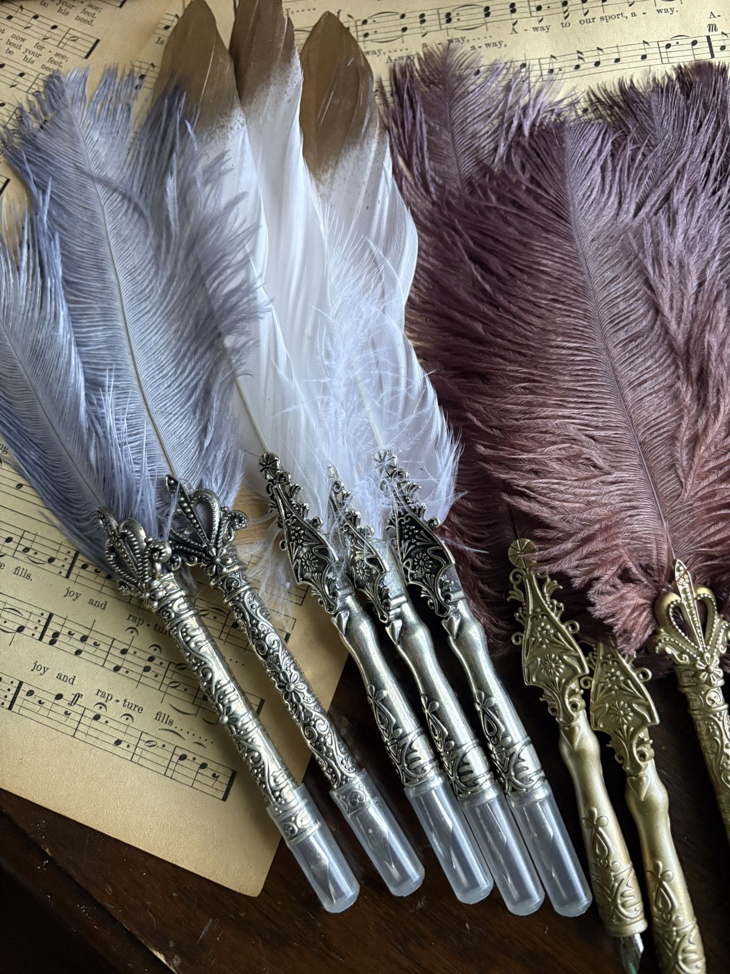 Will Ship - 14 Quill Pens Bronze Keys 8 Magical Spoons Halloween Party Decor Wedding Bridal Party Shower Calligraphy Gift