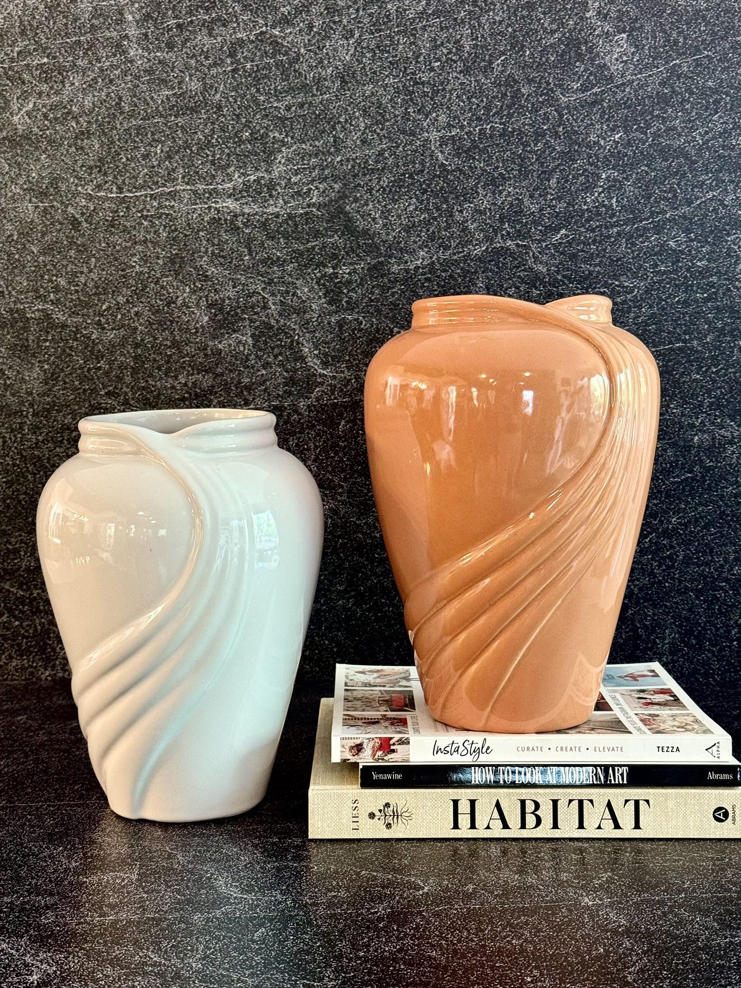 2 Vintage Art Deco Revival Vases
