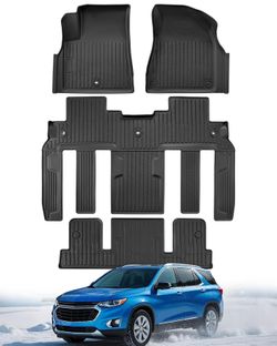 Floor Mats Custom Fit for Chevy Traverse 2009-2017 (Only Fits Captain's Chairs), Front Backseat Row Liners for GMC Acadia 2007-2017