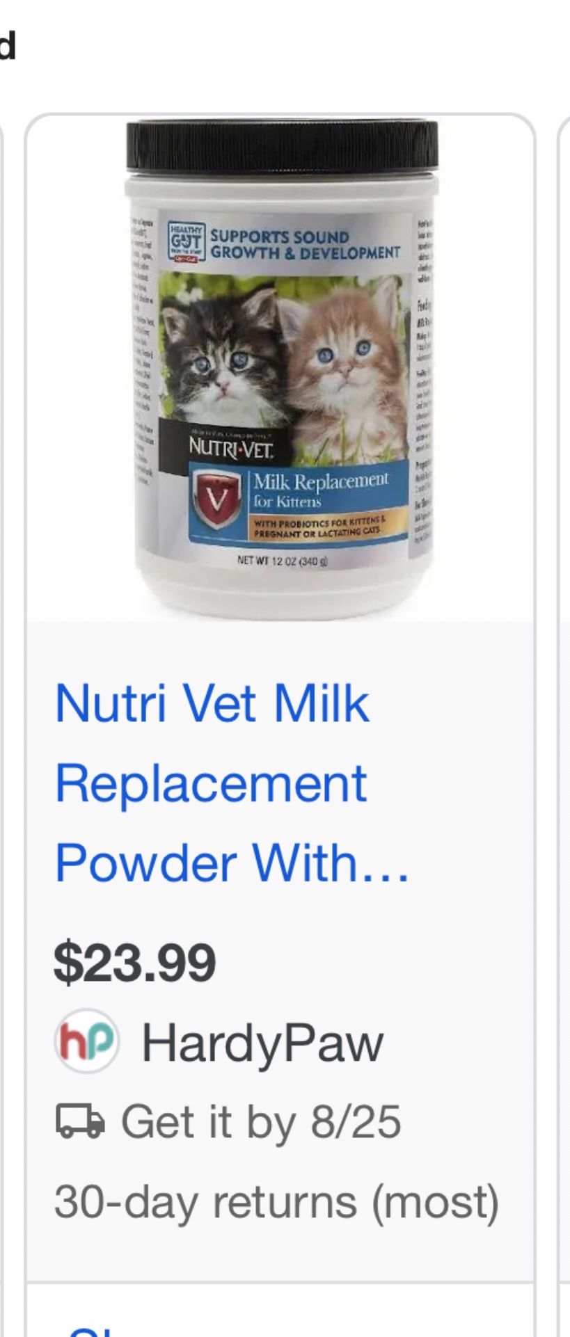 Nutri Vet Milk Replacement For Kittens