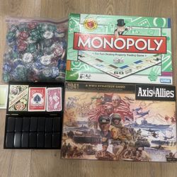 Games: Axis Allies Monopoly Bones Poker Chips Cards