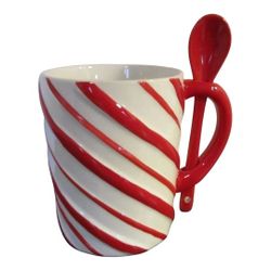 Tele Flora Send A Hug Candy Cane Coffee Mug And Matching Spoon