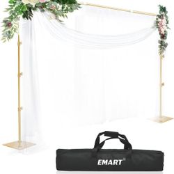 EMART Heavy Duty Backdrop Stand, 8.5ft Height 10ft Width Adjustable Background Support Kit with Flat Steel Base for Photography, Photo Pipe and Drape 