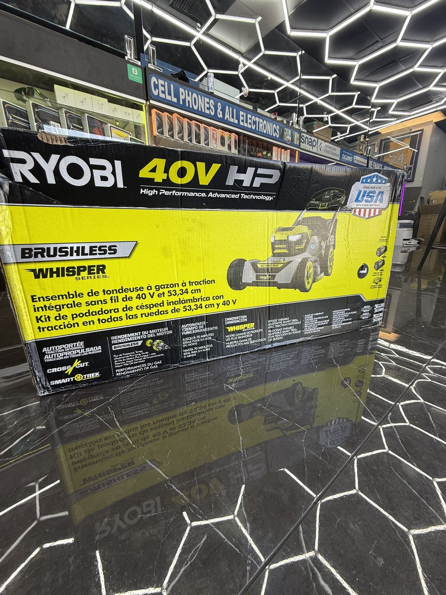 RYOBI 40V HP (BRUSHLESS WHISPER SERIES LAWN MOWER ((Take It Home In Payments/ llévatelo a casa en pagos)