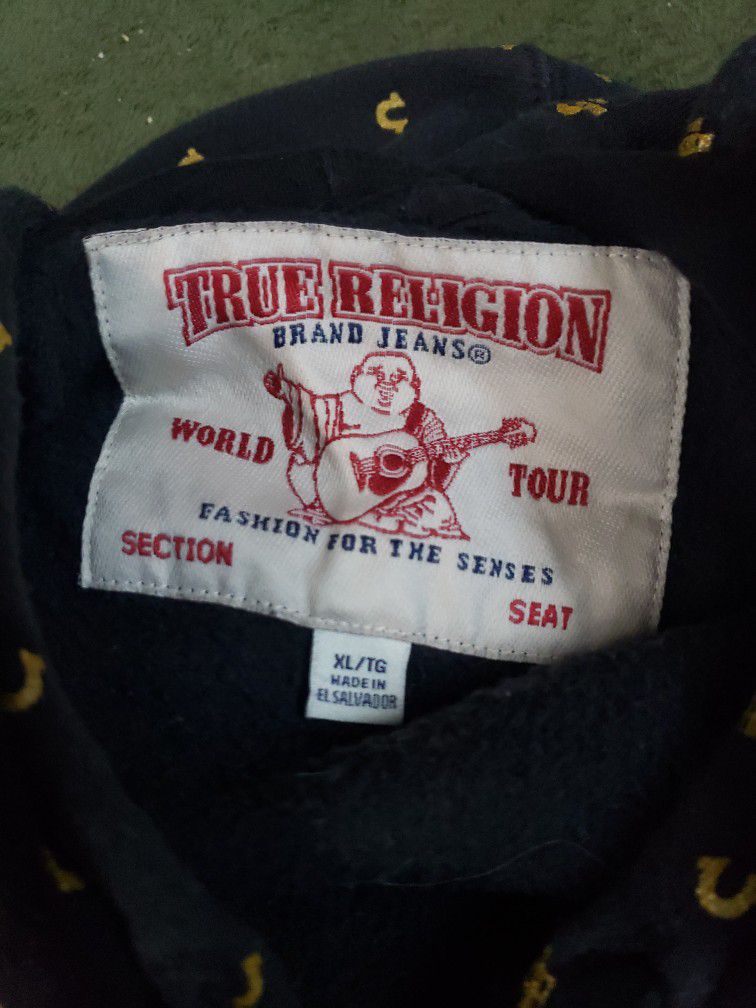 True Religion XL Black And Gold Hoodie