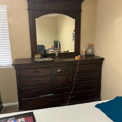 High-Quality Solid Wood Dresser + Mirror