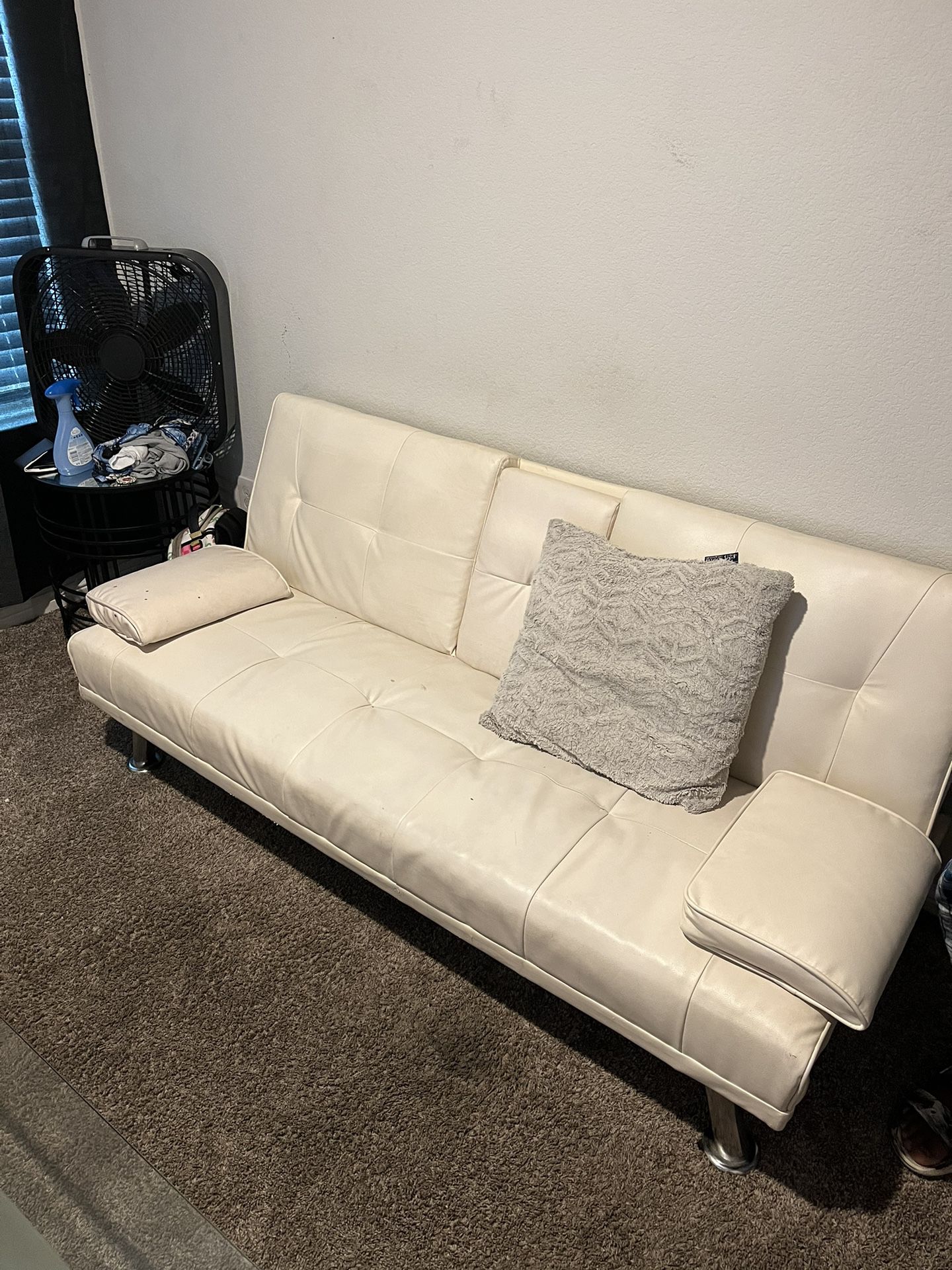 2 Peice All White Folding Couch/futon