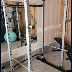 Full Squat Rack, Pull Up Bar, J_Hooks And Safety Bars 