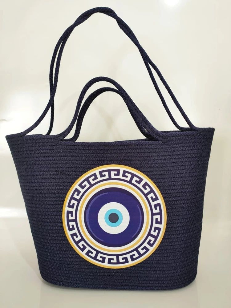 Handmade Evil Eye Beaded Navy Blue Women's Handbag, Beach Bag, Handmade Women