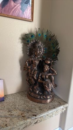 Copper Radha Krishna statue