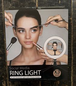  8"LED Desktop Light with Phone Holder Beauty